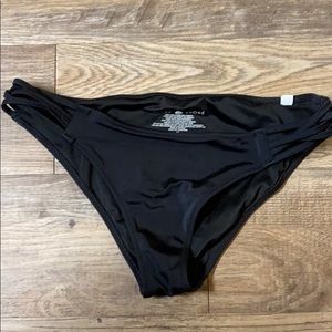 black crossed swimsuit bottoms